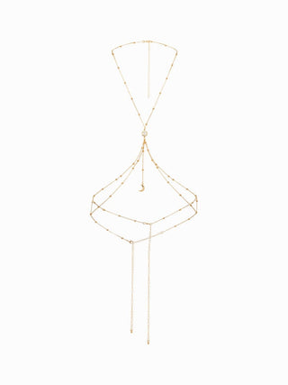 MOON & FAUX PEARL BODY CHAIN
