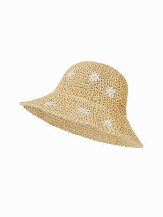 FLOWER WOVEN BUCKET HAT