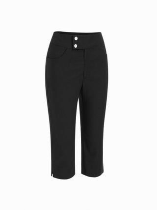 Low Rise Metal Button Straight Leg Capris