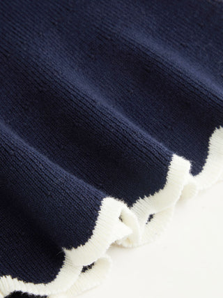 Knit Boat Neck Colorblock Ruffled Hem Metal Button Vest