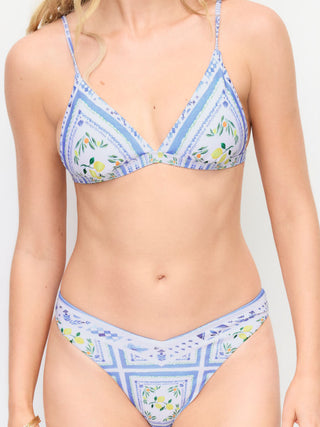 V-neck Lemon Graphic Bracelet Low Rise Cheeky Bikini Set