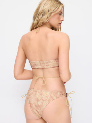 Halter Neckline Paisley Bead Detail Bandeau Low Rise Bikini Set