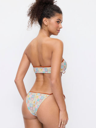 Halter Neckline Sun & Moon Graphic Cut Out Tie Side Bikini Set