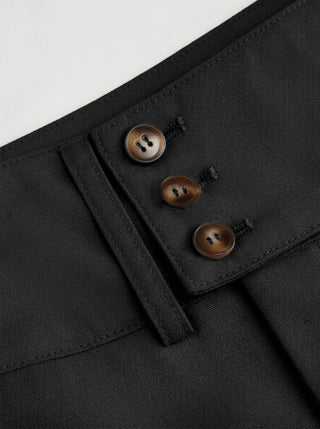 Woven Linen-blend Low Rise Pleated Wide Leg Trousers For Daily Casual Work