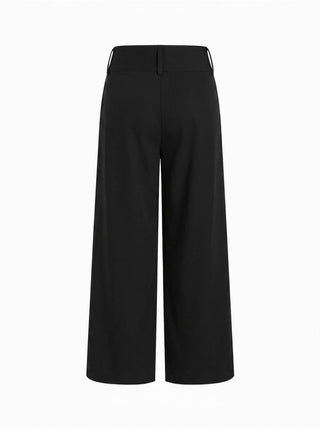 Woven Linen-blend Low Rise Pleated Wide Leg Trousers For Daily Casual Work