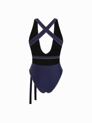 V-neck Side Tie Criss Cross One Piece