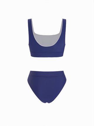 U-neckline Tankini Full Coverage Bikini Set