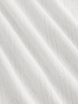 Cotton Textured V-neck Ruched Lace Lettuce Trim Short Sleeve Tee