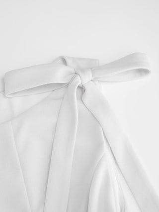 Bowknot Boat Neck Sleeveless Pleated Flared Mini Dress