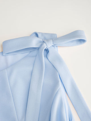 Bowknot Boat Neck Sleeveless Pleated Flared Mini Dress