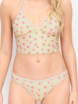 Halter Neckline Floral Tie Back Cheeky Bikini Set