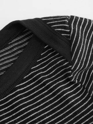 Knit Fabric Cotton-blend Striped Boat Neck Short Sleeve Tee For Daily Casual