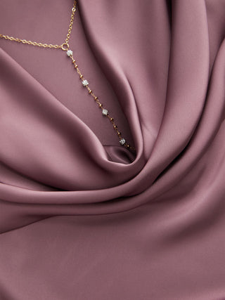 Satin Cowl Neck Backless Metal Detail A-line Mini Dress