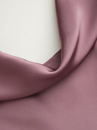 Satin Cowl Neck Backless Metal Detail A-line Mini Dress