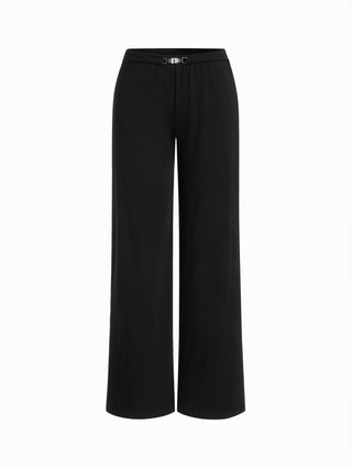 Cotton-blend Low Rise Metal Detail Wide Leg Trousers