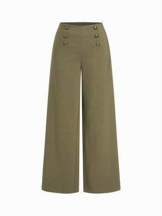 Low Rise Metal Detail Oversized Wide Leg Trousers