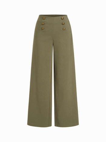Low Rise Metal Detail Oversized Wide Leg Trousers