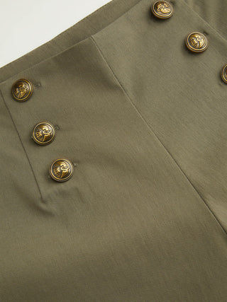 Low Rise Metal Detail Oversized Wide Leg Trousers