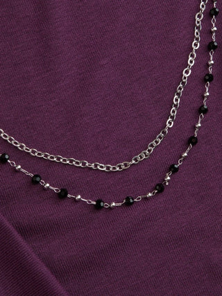High Stretch Boat Neck Backless Chain Detail Draped Crop Tank Top