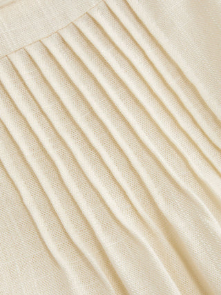 Linen-blend Square Neck Ruched Lace Trim Cami Blouse