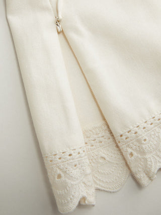 Linen-blend Lace Square Neck Cami Top & Mid Rise Wide Leg Trousers Set