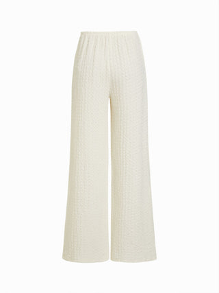 Textured V-neck Vest & Mid Rise Drawstring Wide Leg Trousers Set