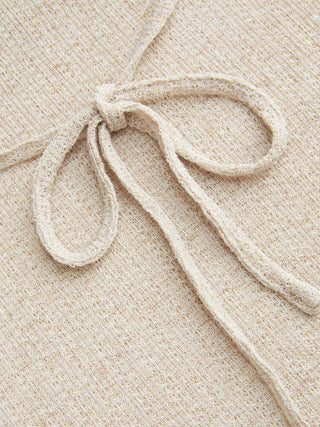Textured Linen-blend Asymmetrical Neck Cloak Sleeve Top