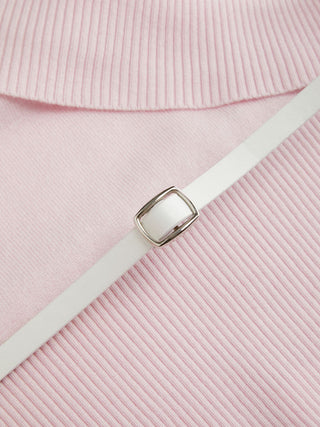 Knit V-neck Wrap Short Sleeve Top With Belt