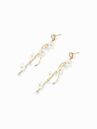 RHINESTONE DECOR FLOWER DROP EARRINGS