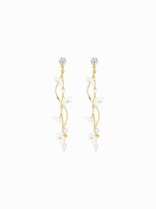 RHINESTONE DECOR FLOWER DROP EARRINGS