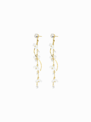 RHINESTONE DECOR FLOWER DROP EARRINGS