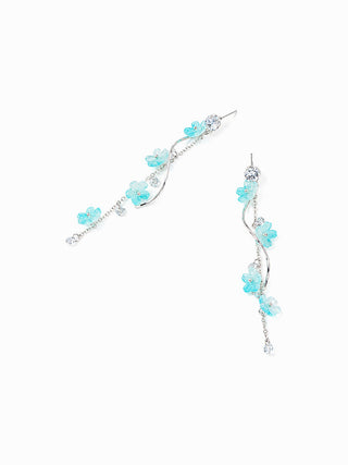 RHINESTONE DECOR FLOWER DROP EARRINGS