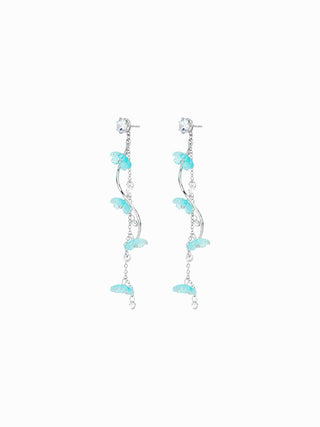 RHINESTONE DECOR FLOWER DROP EARRINGS
