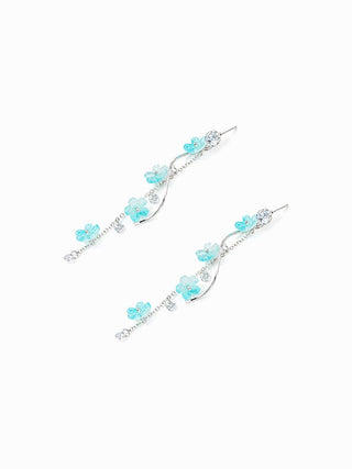 RHINESTONE DECOR FLOWER DROP EARRINGS