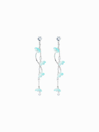 RHINESTONE DECOR FLOWER DROP EARRINGS