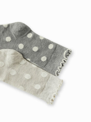 2 PAIRS POLKA DOT & CRIMPED TRIM CREW SOCKS