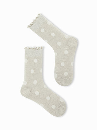 2 PAIRS POLKA DOT & CRIMPED TRIM CREW SOCKS