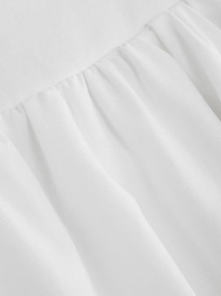 Linen-blend Low Rise Button Detail Scalloped Hem Flared Maxi Skirt