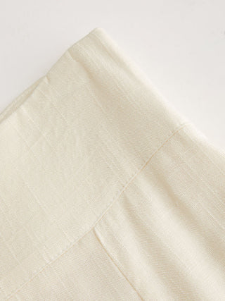 Linen-blend Mid Rise Wide Leg Trousers