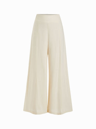 Linen-blend Mid Rise Wide Leg Trousers