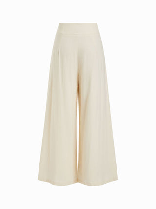 Linen-blend Mid Rise Wide Leg Trousers