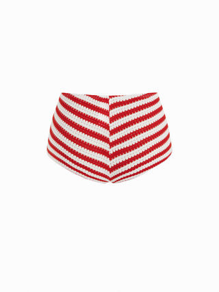 Striped Halter Neckline Starfish Detail 3 Piece Bikini Set With Shorts