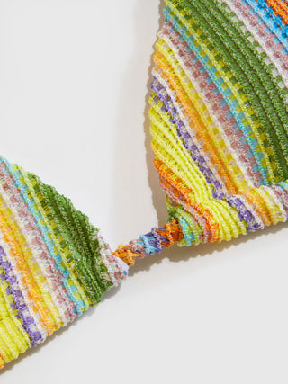 Halter Colorful Stripe Tie Side Bikini Two Piece Set