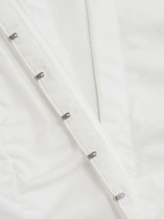 Cotton-blend Ruched Puff Sleeve Longline Blouse