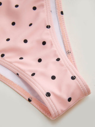 V-neck Gingham Bowknot Lettuce Trim Tankini Bikini Set