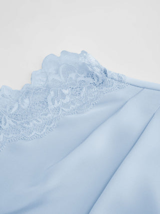Satin Lace Trim Split Mermaid Maxi Dress