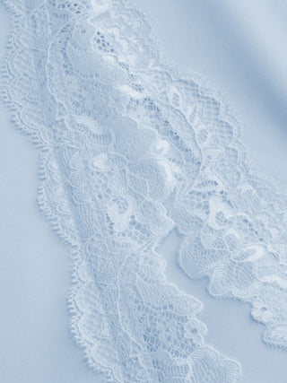 Satin Lace Trim Split Mermaid Maxi Dress