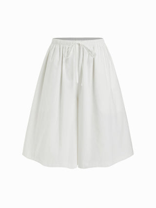 Cotton Mid Rise Drawstring Oversized Bermuda Shorts