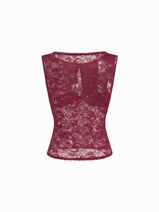 Lace Sheer Boat Neck Top