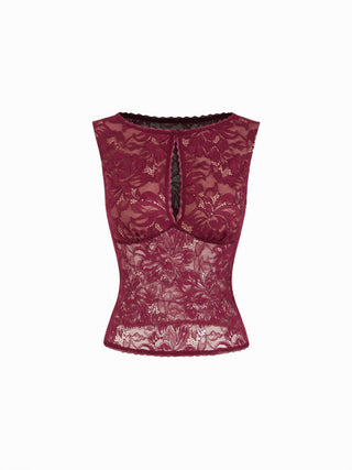 Lace Sheer Boat Neck Top